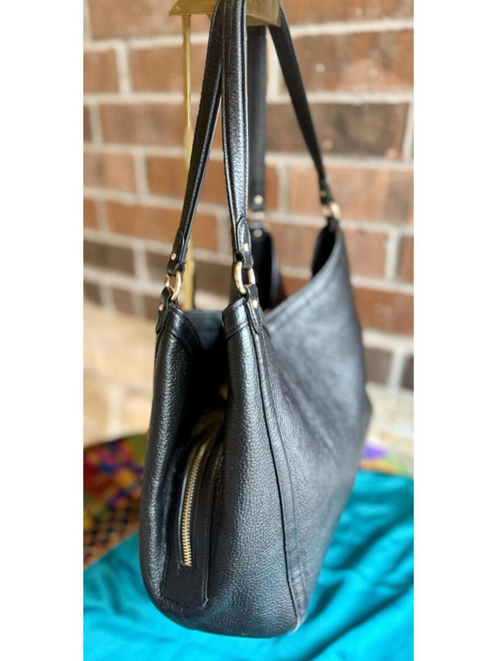 ✨👜 Coach Kristy Shoulder Bag Black Refined Pebble Leather C6231 Excellent Cond. - Picture 7 of 15